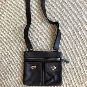 Danier dark brown cross body leather purse